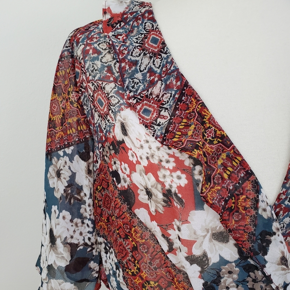 Bcbgeneration Patchwork Print Surplice Top - image 6